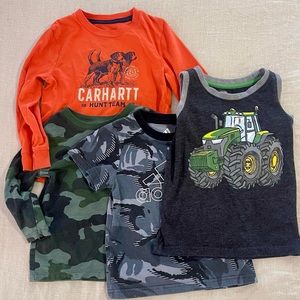 Lot of 4 Boys 2T Shirts (Carhartt,Adidas,John Deere,Cat&Jack)